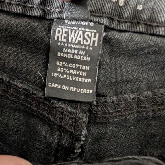 Black Distressed High Rise Wide Leg Raw Cut Rewash Jeans 31x28 Grunge Neutral - Picture 7 of 13